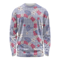 Hawaii Anthurium Tiare Pikake Lei Long Sleeve Shirt Poni Lauhala Art Pattern