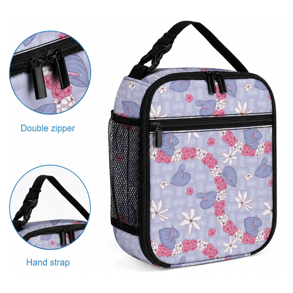 Hawaii Anthurium Tiare Pikake Lei Lunch Bag Poni Lauhala Art Pattern LT01 - Polynesian Pride