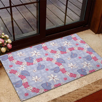 Hawaii Anthurium Tiare Pikake Lei Rubber Doormat Poni Lauhala Art Pattern