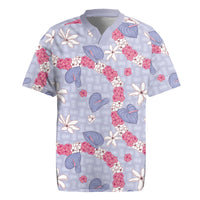 Hawaii Anthurium Tiare Pikake Lei Rugby Jersey Poni Lauhala Art Pattern