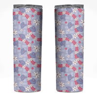 Hawaii Anthurium Tiare Pikake Lei Skinny Tumbler Poni Lauhala Art Pattern