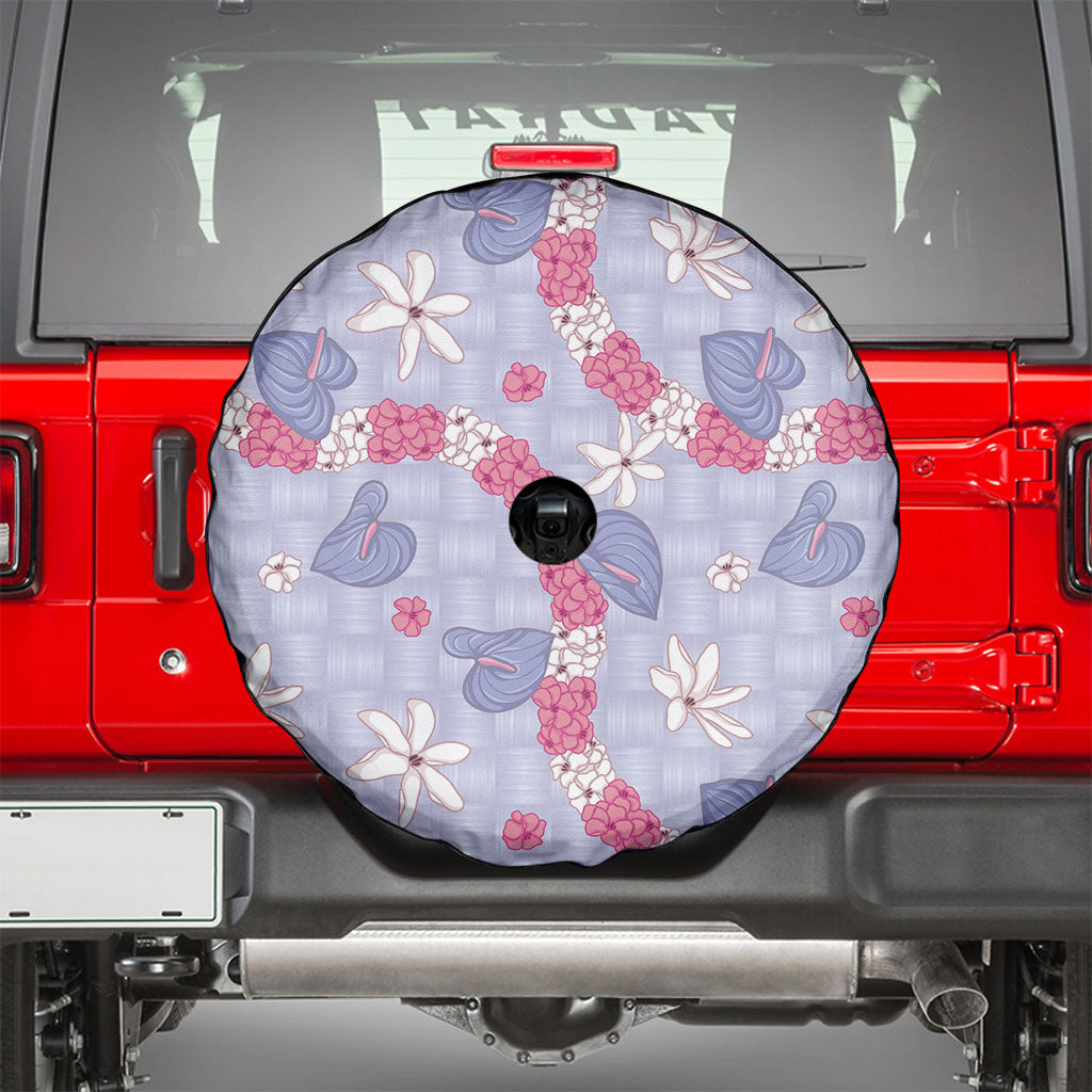 Hawaii Anthurium Tiare Pikake Lei Spare Tire Cover Poni Lauhala Art Pattern