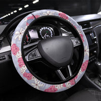 Hawaii Anthurium Tiare Pikake Lei Steering Wheel Cover Poni Lauhala Art Pattern