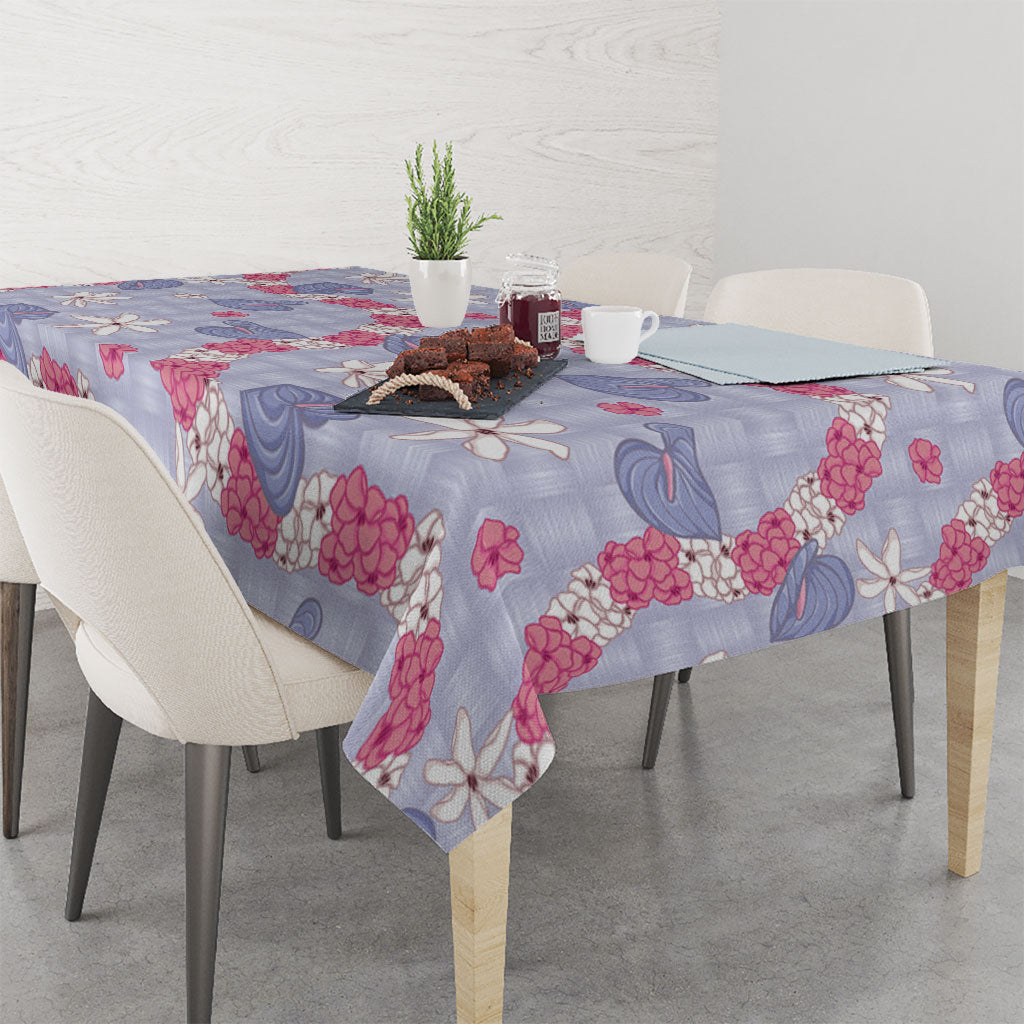 Hawaii Anthurium Tiare Pikake Lei Tablecloth Poni Lauhala Art Pattern