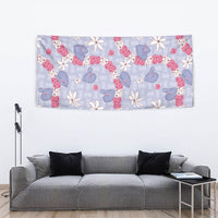 Hawaii Anthurium Tiare Pikake Lei Tapestry Poni Lauhala Art Pattern