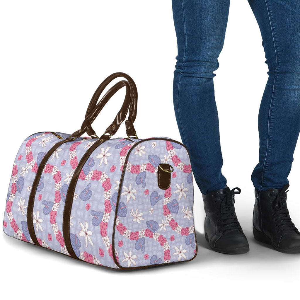 Hawaii Anthurium Tiare Pikake Lei Travel Bag Poni Lauhala Art Pattern