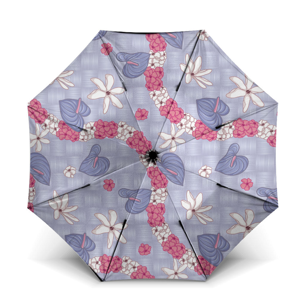 Hawaii Anthurium Tiare Pikake Lei Umbrella Poni Lauhala Art Pattern
