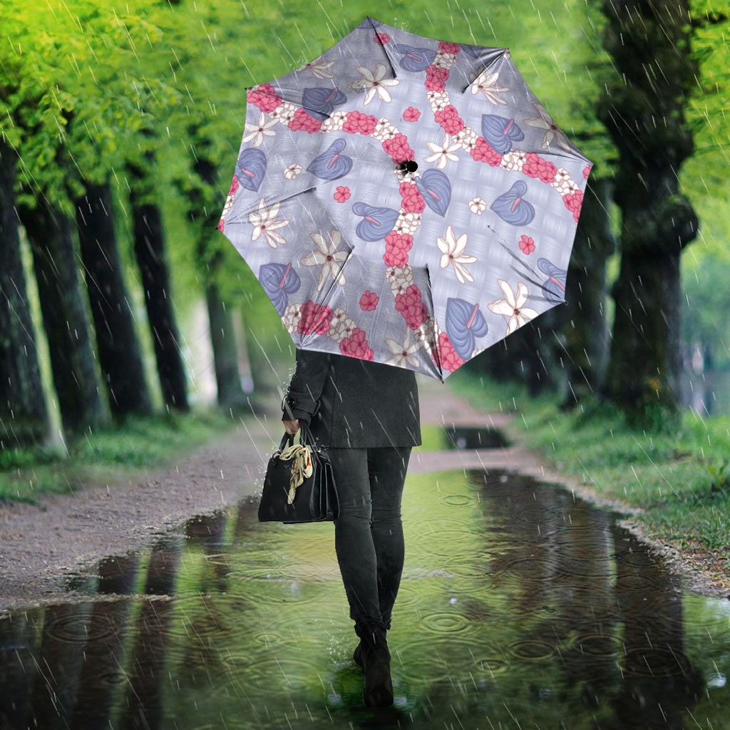 Hawaii Anthurium Tiare Pikake Lei Umbrella Poni Lauhala Art Pattern