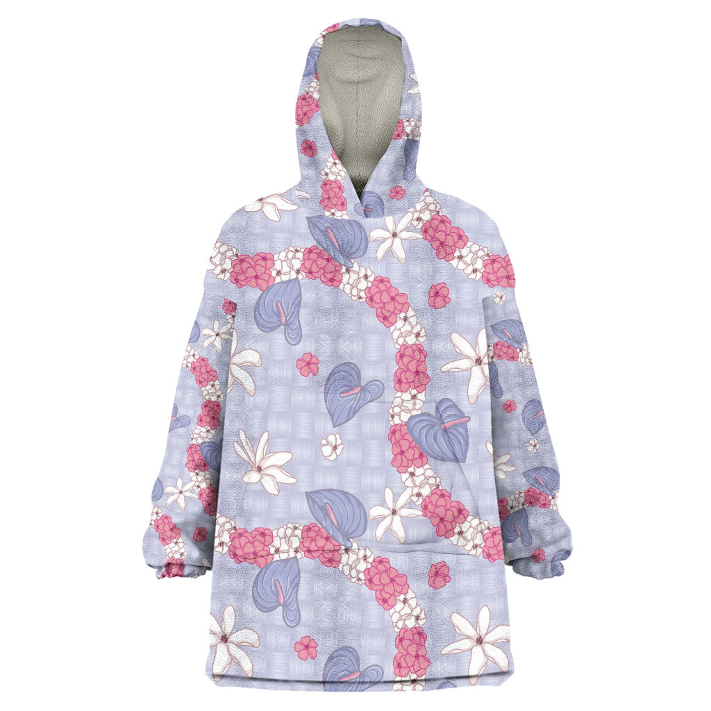 Hawaii Anthurium Tiare Pikake Lei Wearable Blanket Hoodie Poni Lauhala Art Pattern