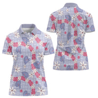 Hawaii Anthurium Tiare Pikake Lei Women Polo Shirt Poni Lauhala Art Pattern