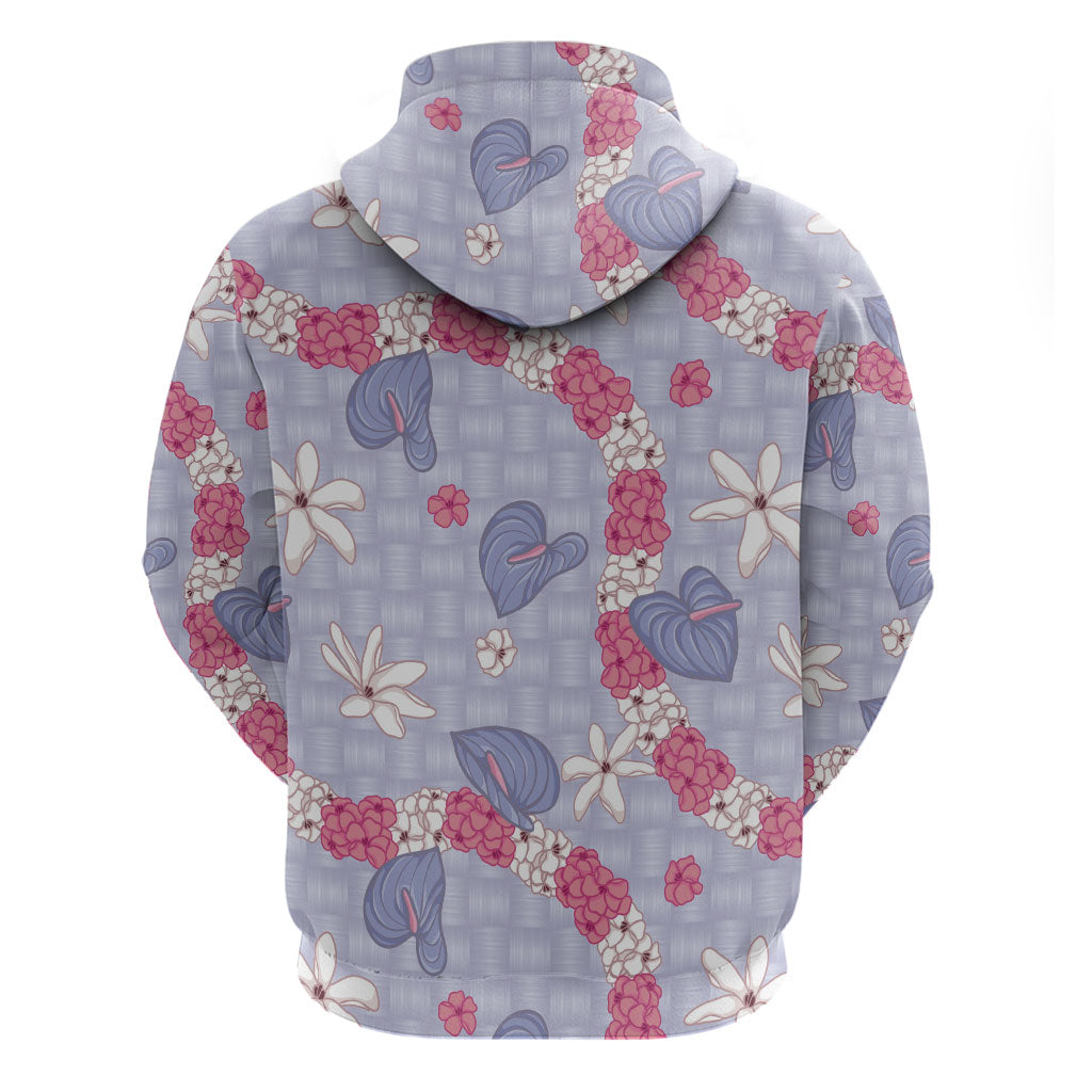 Hawaii Anthurium Tiare Pikake Lei Zip Hoodie Poni Lauhala Art Pattern