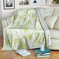 Hawaii Anthurium Tiare Pikake Lei Blanket Sage Green Lauhala Art Pattern