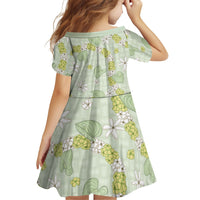 Hawaii Anthurium Tiare Pikake Lei Family Matching Off Shoulder Maxi Dress and Hawaiian Shirt Sage Green Lauhala Art Pattern LT01 - Polynesian Pride