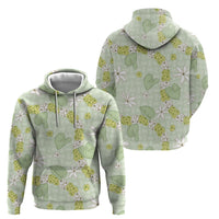 Hawaii Anthurium Tiare Pikake Lei Hoodie Sage Green Lauhala Art Pattern