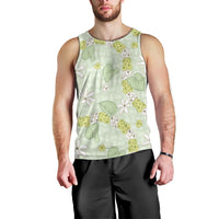 Hawaii Anthurium Tiare Pikake Lei Men Tank Top Sage Green Lauhala Art Pattern