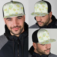 Hawaii Anthurium Tiare Pikake Lei Mesh Trucker Cap Sage Green Lauhala Art Pattern