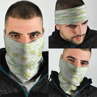 Hawaii Anthurium Tiare Pikake Lei Neck Gaiter Sage Green Lauhala Art Pattern