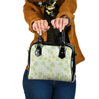 Hawaii Anthurium Tiare Pikake Lei Shoulder Handbag Sage Green Lauhala Art Pattern