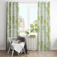Hawaii Anthurium Tiare Pikake Lei Window Curtain Sage Green Lauhala Art Pattern