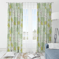 Hawaii Anthurium Tiare Pikake Lei Window Curtain Sage Green Lauhala Art Pattern