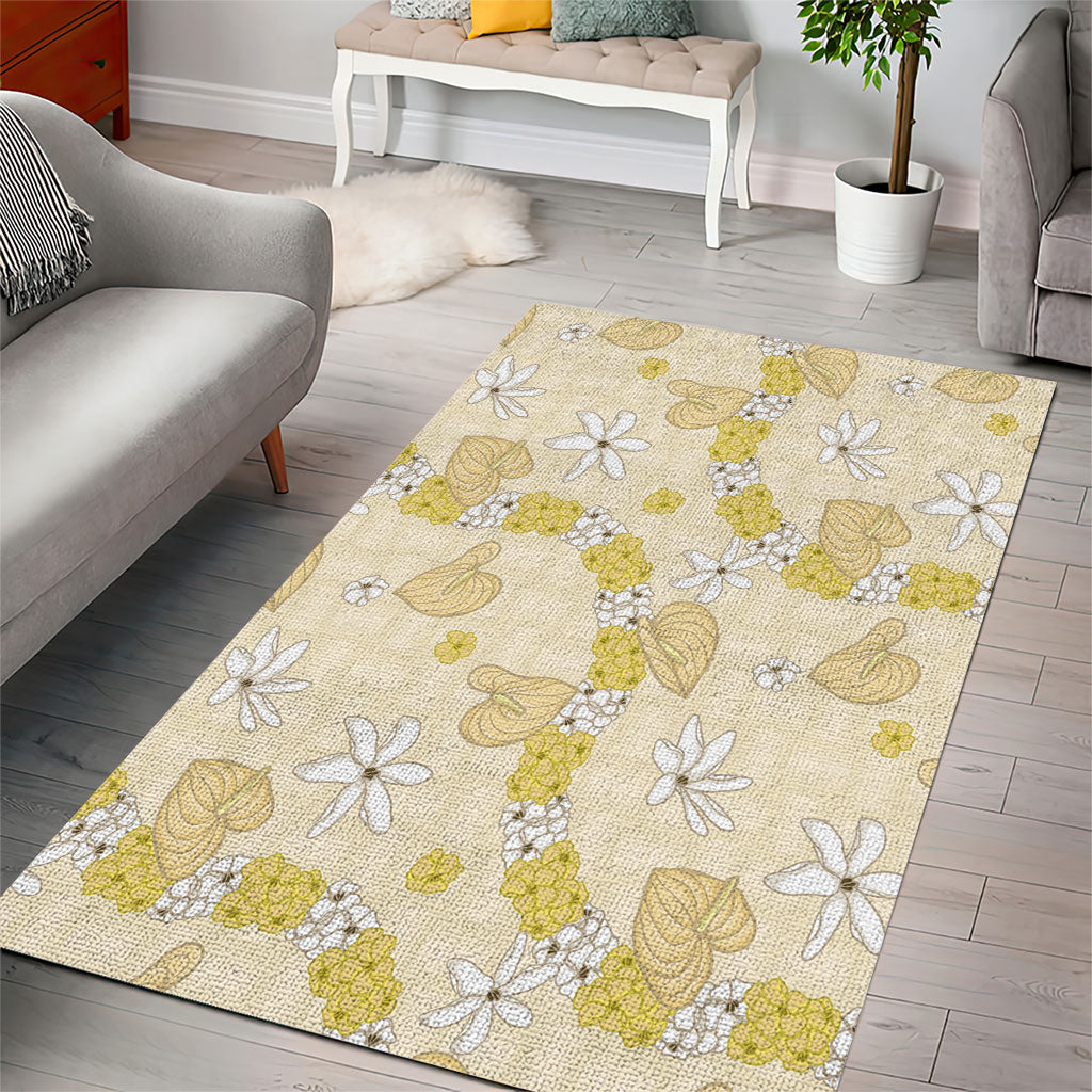 Hawaii Anthurium Tiare Pikake Lei Area Rug Melemele Lauhala Art Pattern