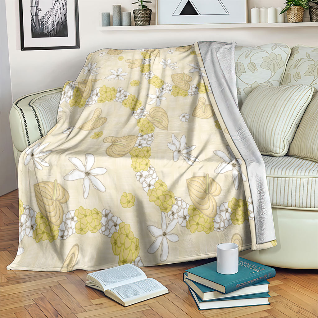 Hawaii Anthurium Tiare Pikake Lei Blanket Melemele Lauhala Art Pattern