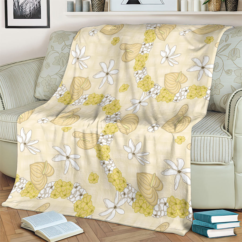 Hawaii Anthurium Tiare Pikake Lei Blanket Melemele Lauhala Art Pattern