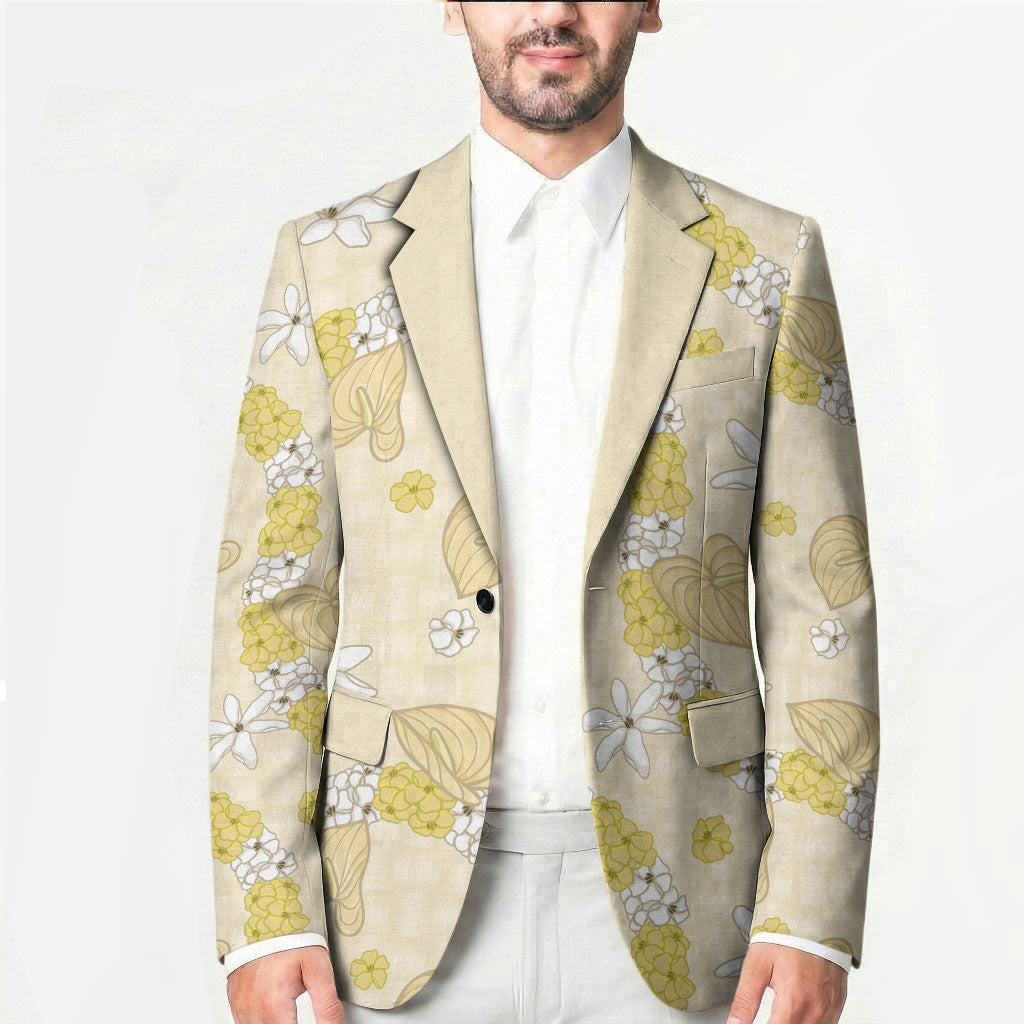 Hawaii Anthurium Tiare Pikake Lei Blazer Melemele Lauhala Art Pattern