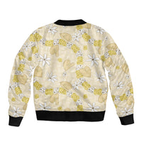 Hawaii Anthurium Tiare Pikake Lei Bomber Jacket Melemele Lauhala Art Pattern