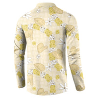 Hawaii Anthurium Tiare Pikake Lei Button Sweatshirt Melemele Lauhala Art Pattern