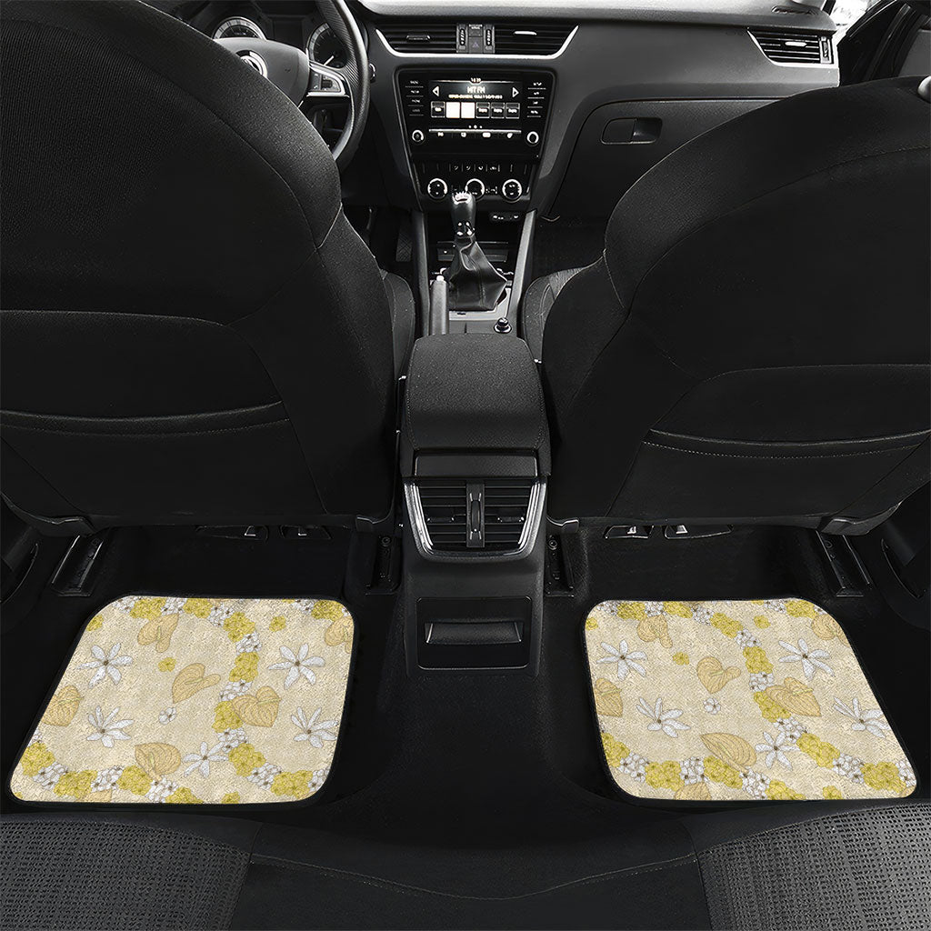 Hawaii Anthurium Tiare Pikake Lei Car Mats Melemele Lauhala Art Pattern
