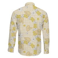 Hawaii Anthurium Tiare Pikake Lei Family Matching Off The Shoulder Long Sleeve Dress and Hawaiian Shirt Melemele Lauhala Art Pattern LT01 - Polynesian Pride