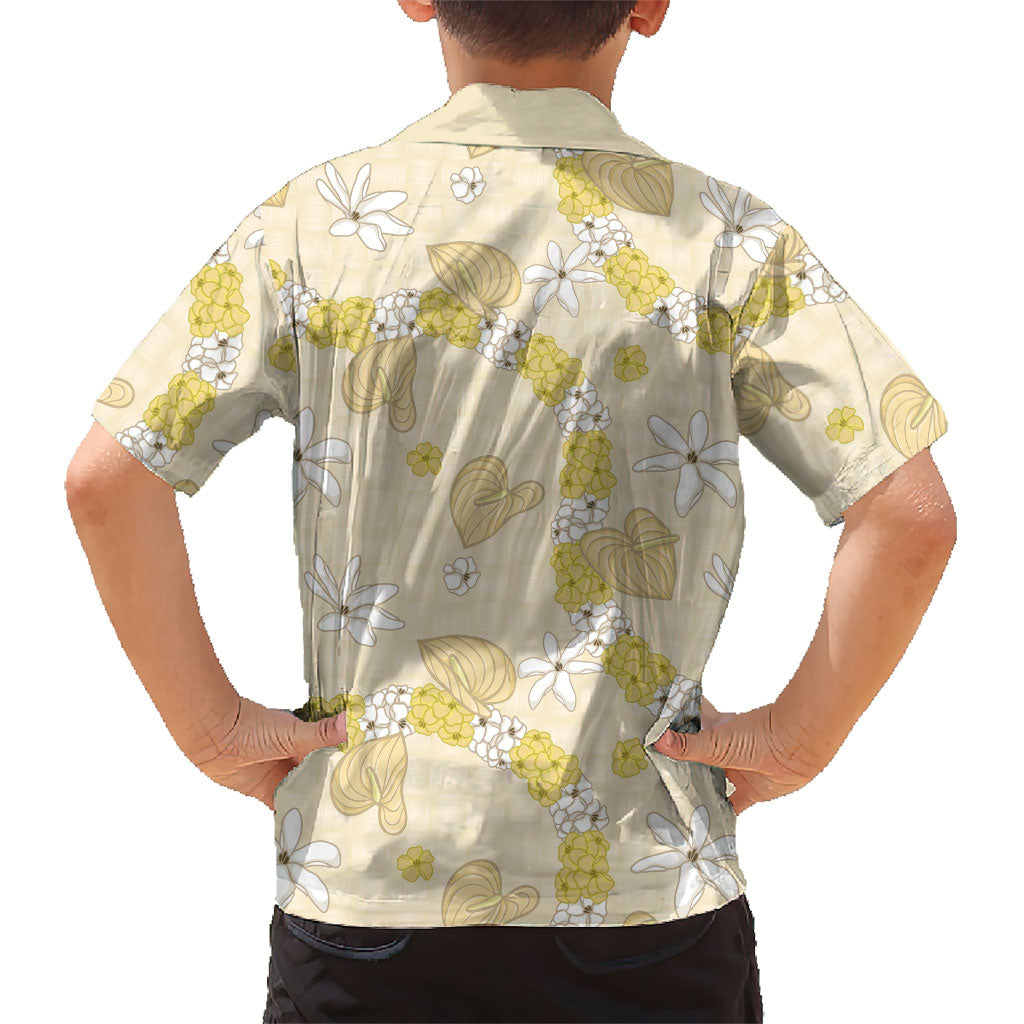 Hawaii Anthurium Tiare Pikake Lei Family Matching Off Shoulder Short Dress and Hawaiian Shirt Melemele Lauhala Art Pattern LT01 - Polynesian Pride