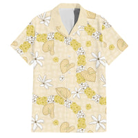 Hawaii Anthurium Tiare Pikake Lei Family Matching Tank Maxi Dress and Hawaiian Shirt Melemele Lauhala Art Pattern LT01 Dad's Shirt - Short Sleeve Yellow - Polynesian Pride