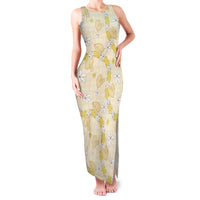 Hawaii Anthurium Tiare Pikake Lei Family Matching Tank Maxi Dress and Hawaiian Shirt Melemele Lauhala Art Pattern LT01 Mom's Dress Yellow - Polynesian Pride