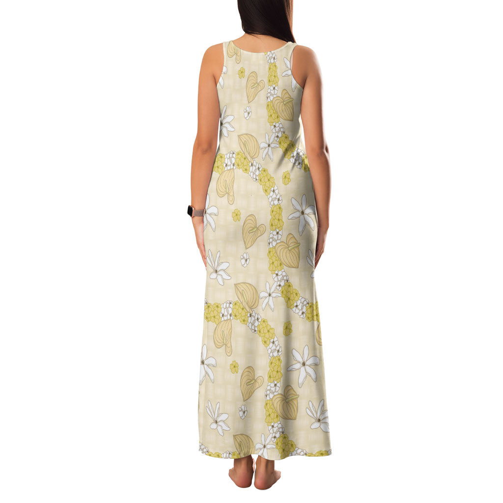 Hawaii Anthurium Tiare Pikake Lei Family Matching Tank Maxi Dress and Hawaiian Shirt Melemele Lauhala Art Pattern LT01 - Polynesian Pride
