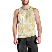 Hawaii Anthurium Tiare Pikake Lei Men Tank Top Melemele Lauhala Art Pattern