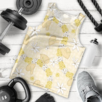 Hawaii Anthurium Tiare Pikake Lei Men Tank Top Melemele Lauhala Art Pattern