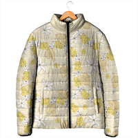 Hawaii Anthurium Tiare Pikake Lei Padded Jacket Melemele Lauhala Art Pattern