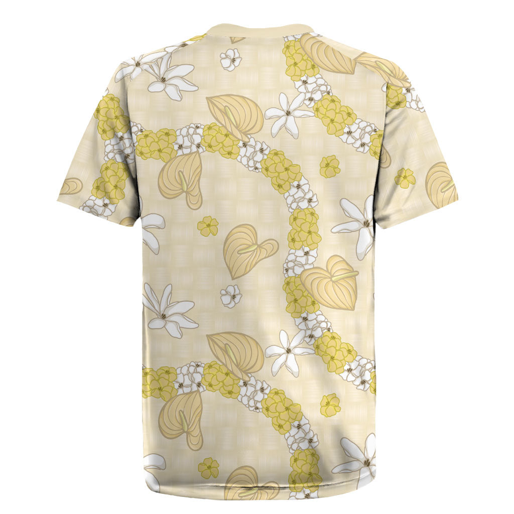 Hawaii Anthurium Tiare Pikake Lei Rugby Jersey Melemele Lauhala Art Pattern