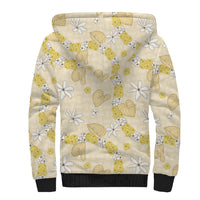Hawaii Anthurium Tiare Pikake Lei Sherpa Hoodie Melemele Lauhala Art Pattern