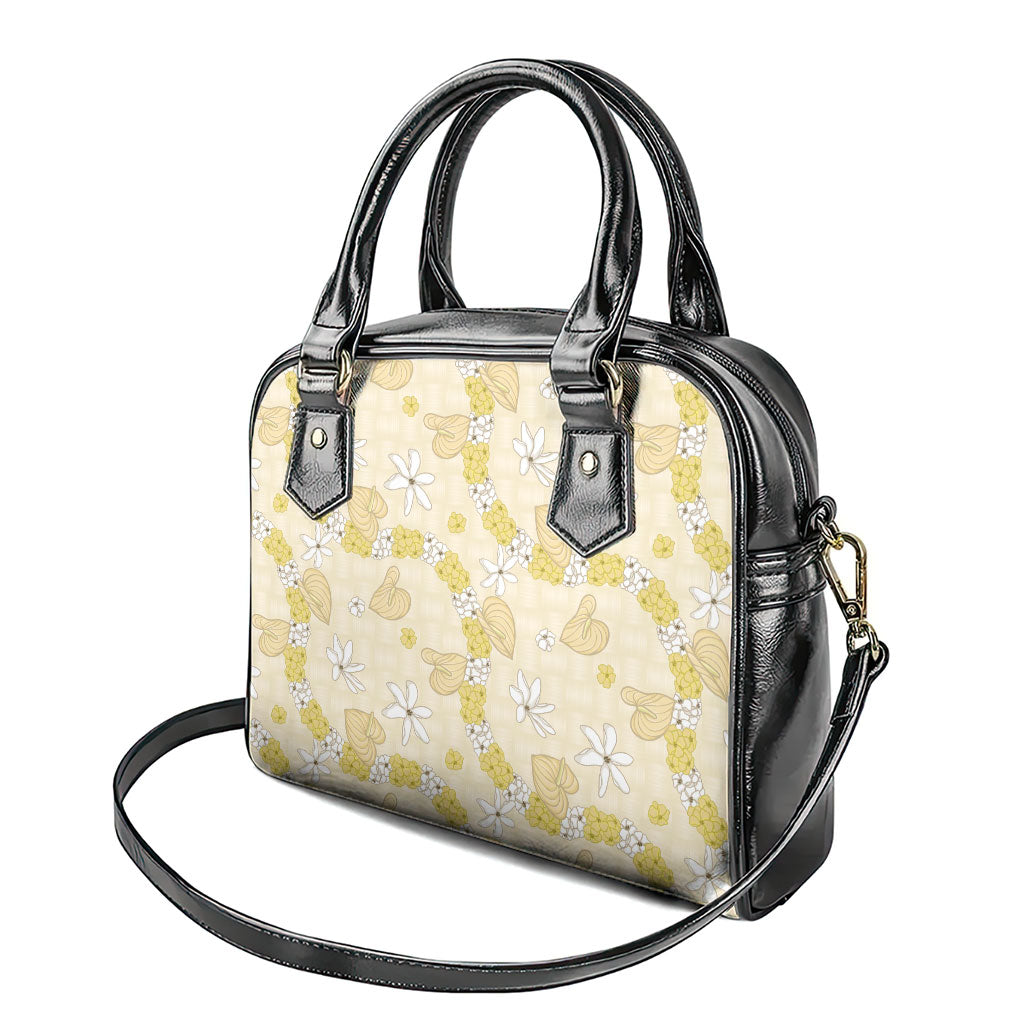 Hawaii Anthurium Tiare Pikake Lei Shoulder Handbag Melemele Lauhala Art Pattern