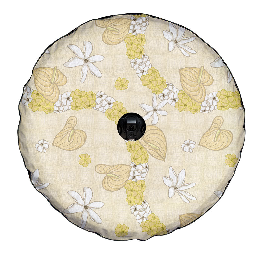 Hawaii Anthurium Tiare Pikake Lei Spare Tire Cover Melemele Lauhala Art Pattern