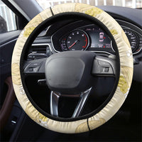 Hawaii Anthurium Tiare Pikake Lei Steering Wheel Cover Melemele Lauhala Art Pattern