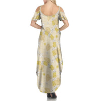 Hawaii Anthurium Tiare Pikake Lei Summer Maxi Dress Melemele Lauhala Art Pattern