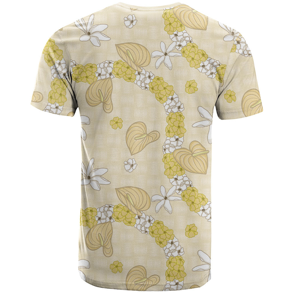 Hawaii Anthurium Tiare Pikake Lei T Shirt Melemele Lauhala Art Pattern