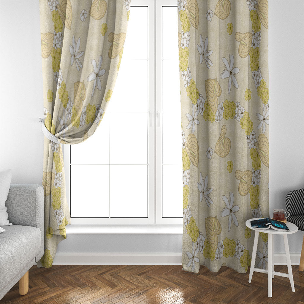 Hawaii Anthurium Tiare Pikake Lei Window Curtain Melemele Lauhala Art Pattern
