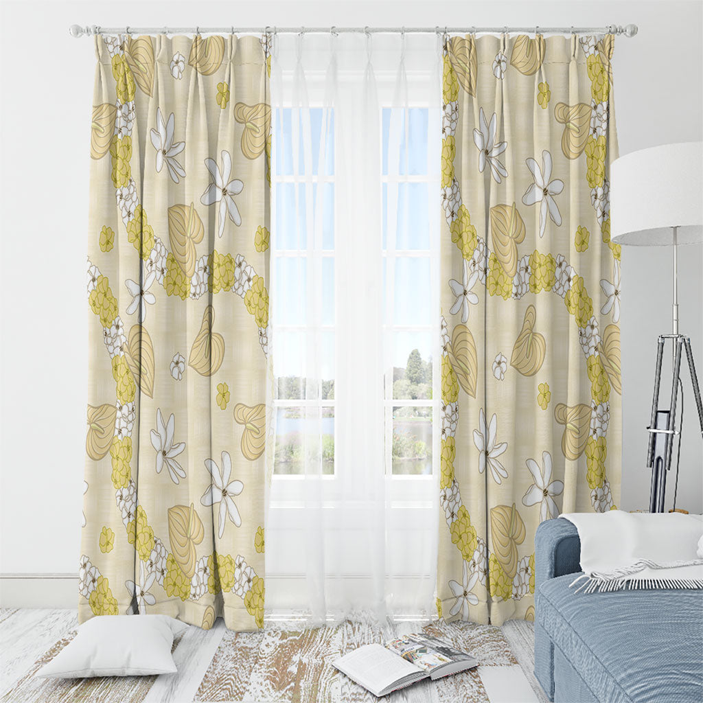 Hawaii Anthurium Tiare Pikake Lei Window Curtain Melemele Lauhala Art Pattern