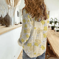 Hawaii Anthurium Tiare Pikake Lei Women Casual Shirt Melemele Lauhala Art Pattern
