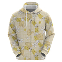 Hawaii Anthurium Tiare Pikake Lei Zip Hoodie Melemele Lauhala Art Pattern